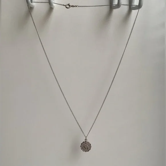 Libra Zodiac dainty pendant charm necklace New vintage STER silver - Picture 8 of 15